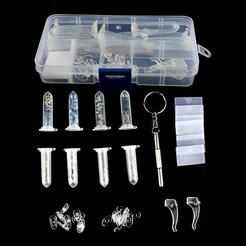 Wskderliner Spectacles Sunglass Eyeglass Glasses Optical Repair Tool Assortment Kit Screw Nut Nose Pad Set with Case