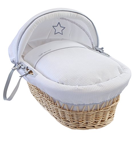 Clair de Lune Silver Lining Natural Wicker Basket (White)