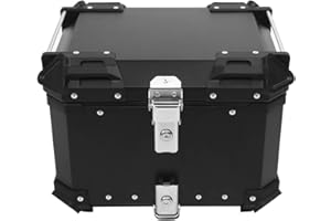 BigKing Motorrad Topcase 45L – Wasserdichter Motorradkoffer mit Schloss & 2 Schlüsseln, Universal Heckbox für Roller & Motorrad, CNC-Aluminium Gepäckbox (Schwarz)