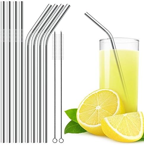 Extra Long Drinking Straws Stainless Steel Set of 8, Straws for 30 oz Tumbler and 20 0z Tumbler, Fits RTIC Tumbler | Fits all Yeti Ozark Trail SIC &amp; RTIC Tumblers, 2 Cleaning Brushes Included