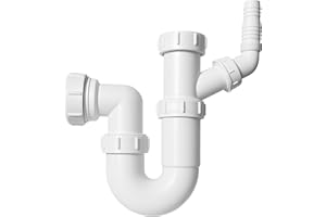 Hulthor Washing Machine Waste Trap – Single or Double Outlet Options – 1.5" Inlet Trap for Washing Machine, Dishwasher, or Kitchen Sink Waste Connection – Easy Fit Compression Joint (Single Outlet)