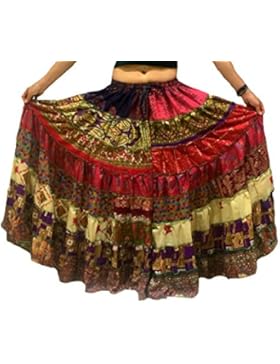 1 - 7 Yard Tribal Zigeuner Maxi Taille Rock Bauchtanz Röcke Silk Blend Banjara Für S M L XL, ONE SIZE 34 - 46