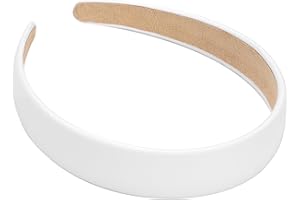 WantGor 1 Zoll PU Leder Stirnband, breite gepolsterte Haarband Mode Haarbänder niedliche Frauen Stirnbänder Urlaub DIY Haarzubehör (Weiß, M)