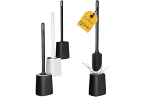 R&B - GERMAN LABEL R&B German Label Silicone Toilet Brush - Toilet Brush for Wall Mounting - Toilet Brush No Drilling Toilet Brush Holder Toilet Brush Flat Toilet Brush Holder (Black)