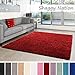 Produktbild Shaggy-Teppich | Flauschiger Hochflor für Wohnzimmer, Schlafzimmer, Kinderzimmer oder Flur Läufer | einfarbig, schadstoffgeprüft, allergikergeeignet | Rot - 80 x 150 cm