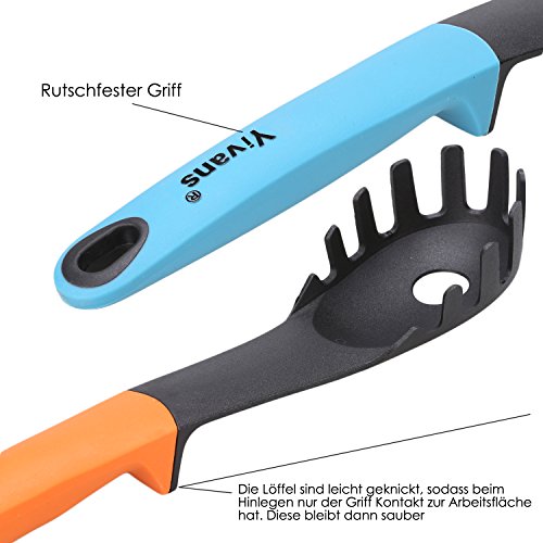 Yivans Küchenutensilien Küchenhelfer Set (7-teilig, inkl. drehbar Aufsteller, Nylon) Küchenspatel, Turner, Schöpfkelle , Spaghetti Server, geschlitzt , Löffel … - 4