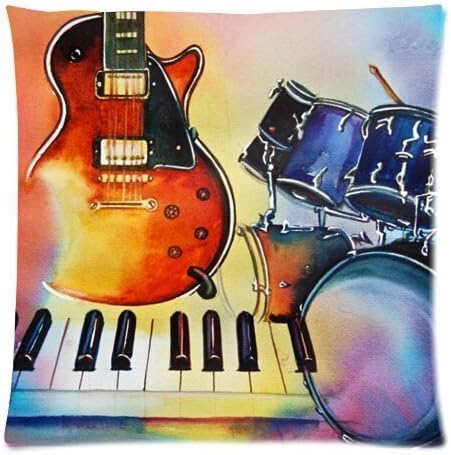 ArtoutletMF 3838 Music Guitar Cotton Linen Square Decorative Throw Pillow Case Cushion Cover 18 X 18