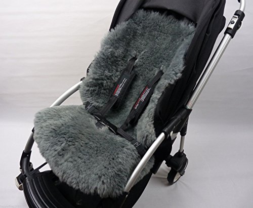 GREY SHEEPSKIN Buggy Pushchair Pram Car Seat Liner Mat Natural Warm&Fluffy