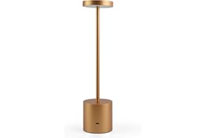 NOVANTA LIGHTING Lampada da Tavolo Ricaricabile Senza Fili in Metallo Dimmerabile Intensità Regolabile 0-100% Ricaricabile USB, Accensione Touch per Cucina, Ristorante, Bar (Tall 34cm, Oro)