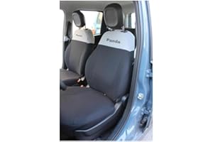 Italfodere - Accessori Auto - Coprisedili Auto Su Misura per Fiat Panda 3ª Serie 2012 in poi - Anteriori - In Cotone - Facile da Installare - Fatti a Mano - Made in Italy - Grigio e Nero