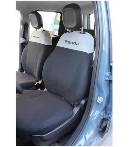 Set di tappetini in velluto per Fiat Panda III (dal 2012), in pelle nabuk nera, cucitura: bianco, 4 pezzi, su misura