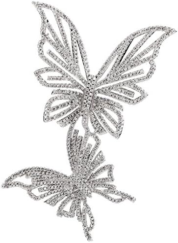 OKAJEWELRY Silver Plated 2 Butterfly Brooch - AAA Micro Pave Zircon - Great Gift Idea (White/Clear)