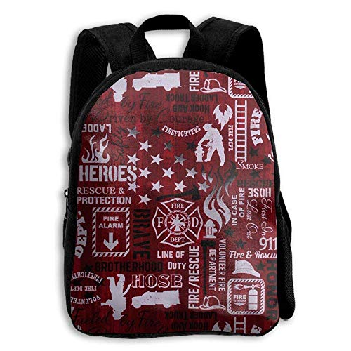 Red Firefighter Pattern Student Backpack School Backpack for Girls Boys for Middle School Cute Book Bag