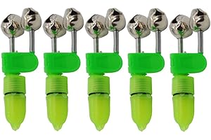 XHXseller Twin Bells Ring Fish Bait Alarm,Fishing Rod Bite Alarm LED Indicator Fish Alerter Universal Wireless Night Fishing Accessories LED Bite Alarm Bells