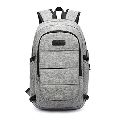 TREKOO Rucksack f  r Herren und Damen Schulrucksack - Laptoprucksack f  r die Schule     Laptop - Wandern  Wasserdicht  Seite mit USB port  20L  Grau 