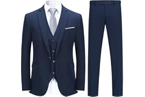 YOUTHUP Abiti da Uomo Elegante Completi 3 Pezzi Abito Slim Fit Blazer Panciotto Pantaloni