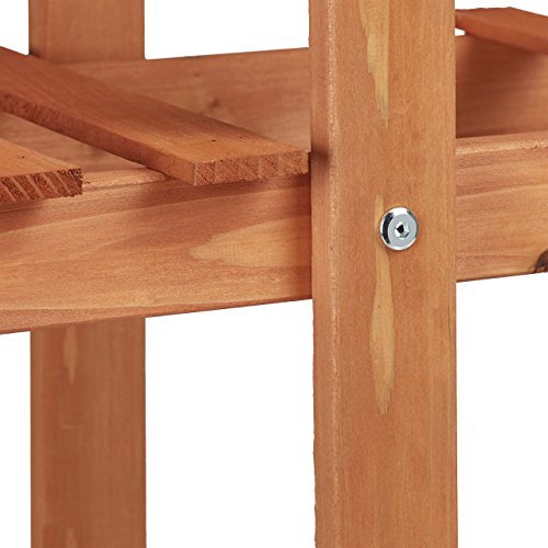 Relaxdays Blumentreppe 3 Ebenen, Aus Holz, Blumenständer für innen, Mehrstöckig, HBT: ca. 82,5 x 83 x 28,5 cm, hellbraun - 4