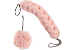 QIRUIRED Luffa-Duschschwamm 2er Set, Natürliche Netz Badeschwämme mit sanfter Peelingwirkung für Erwachsene (Rosa)