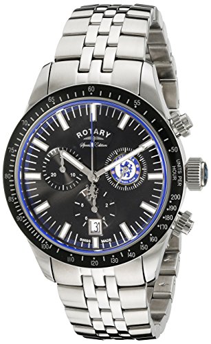 Rotary GB90048 04 Chelsea Club Chronograph 40mm Steel Bracelet and Case Swiss Quartz Black Dial Watch