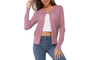 VOTEPRETTY Leichter Strickjacke Damen Cardigan Kurzarm/Langarm Sommer Solid Top