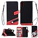 Produktbild xifanzi PU Leder Klappetui für iPhone XS MAX (6.5") Brieftasche Buchstil Abdeckung Stitching Color Design Metallschnalle Original Flip Case mit Handschlaufe Griffabdeckung iPhone XS MAX Case Schwarz Bookstyle mit Kickstand Funktion Kann die Headset-Linie 3 Karten mit Bilderrahmen anziehen für Apple iPhone XS MAX (6.5")