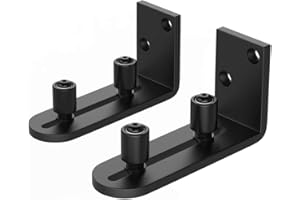 WINSOON New Sliding Barn Door Floor Guides Adjustable Stay Roller Hardware Kit,Set of 2,Smooth Ball Bearings,Flat Bottom Design,Flush with Floor,Wall Mount Roller Guide for Small Space,Black