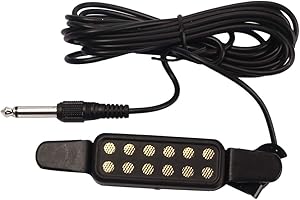 Alnicov Micro de guitare à 12 trous avec transducteur et câble de 3 m et prise Jack de 6,3 mm pour guitares folk classiques de 102 cm et 104 cm