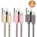 Price comparison product image Becaso 3pack 5ft/1.5m Nylon Braided Charging Cable Compatible with iPhone X/ 8/8 Plus/ 7/7 Plus/ 6s Plus/ 6s/ 6 Plus/ 6/5/ 5s/ 5c, Pad, Pod and More(Gold,Pink,Grey)