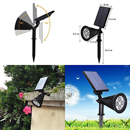 4x LED Solar Strahler Gartenleuchten Warmweiß Landscape Spotlight für Garten Beleuchtung - 6