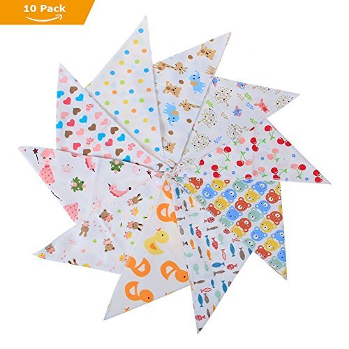 Labebe Baby Bandana Bibs Drool/Burpy Bibs Unisex 10-Pack Multicolor, 100% Cotton, Newborn Baby Shower Gift for Teething and Drooling, Soft & Absorbent, Machine Washable and Stain Proof - Unisex Pack C
