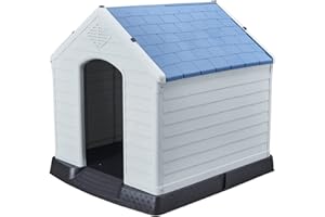 acquaverde | Cuccia per Cani di Taglia Media/Grande, Casetta in Resina, con Tetto a Spiovente e Base Isolante, Ideale per Esterno e per la Casa, Facile da Montare - Bianco/Blu, XL, cm. 101x97x99