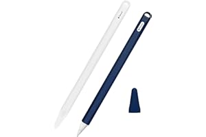 FORYEE Apple Pencil Premium Silicone Sleeve Compatible with Apple Pencil 2nd Generation Only Ultra Thin Protective Holder Sleeve for Apple Pencil with Pen Cap- 2 Packs (White & Blue)