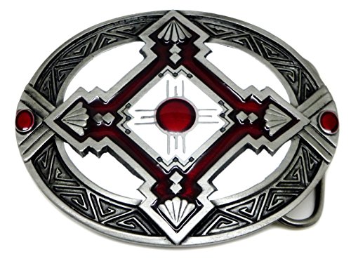 Preisvergleich Produktbild Aztekische Gürtelschnalle - Tribal Themen mit Ovale Geformten Hintergrund - Authentische Bergamot Markenprodukt
