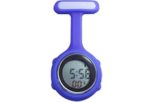 Profusion circle Reloj de enfermera de silicona con pantalla digital, broche para enfermera, médico, paramédico, reloj de pulsera, color azul, azul, Moderno