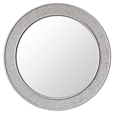 Glamour by Casa Chic Miroir Rond Mosaïque - Argent - Grand - 60 cm Diamètre