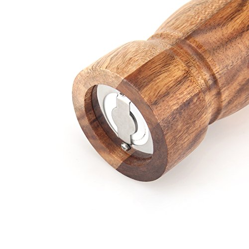 Casefashion Pfeffermühleset 2 Stück Gewürzmühler aus Echtholz für Peffer Salz Flieder Basilikum Eingebaute Keramik Messer - 5