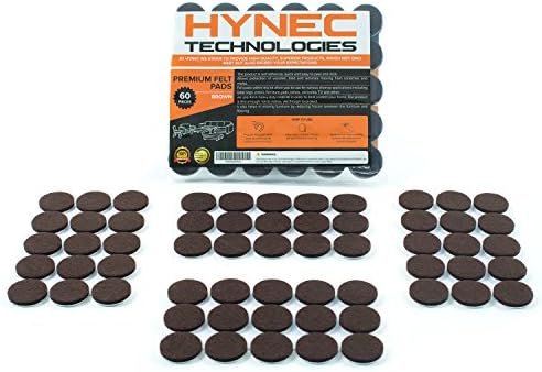 Hynec Premium Furniture Felt Pads Set Various Home Size Stick On Floor Protection (60 Piece Set, Brown)