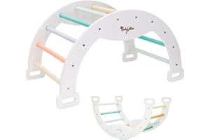 Family Nation, Arco Montessoriano Sunny Beach, Arrampicata e Dondolo, per Bambini da 1 Anno di età, Sviluppo di Equilibrio e Agilità, Solida Struttura in Legno, Colori Atossici, 45x80x50 cm