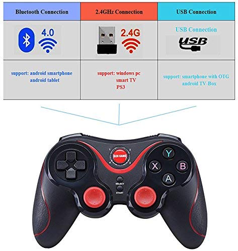 MallTEK Mando Inal  mbrico para Juegos  2 4GHz Bluetooth Game Controller Gamepad Joystick Inal  mbrico con Soporte de Tel  fono para Android Smartphone Xiaomi Huawei Samsung PC Windows PS3 Smart TV etc 