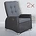 Produktbild 2er Set Gemütlicher Gartensessel Gartenstuhl Rocking in grau mit verstellbarer Rückenlehne und Auflage für Garten, Terrasse oder Balkon - Poly Rattan Gartenmöbel Sessel Stuhl