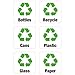 Produktbild 6 x Recycling-Aufkleber für Mülleimer/Abfalleimer, Vinyl, für Laden, Büro, zuhause, für Flaschen, Papier, Dosen, Kunststoff