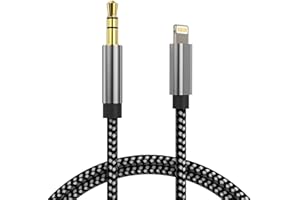 FUXURY [Apple MFI Certified]Aux Cable for iPhone in Car 3.5mm Aux Cord Adapter Compatible with iPhone 14 Pro/13 ProMax/12/11/Xs/XR/X/7/8 Male Stereo Audio Cable for Car Stereo/Speakers etc -Silver Black(1M)