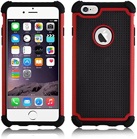 [ iPhone 6s ] SOOPER Defender Heavy Duty Protective Hard Full Body Cover Case For Apple iPhone 6s / iPhone 6 (Red)