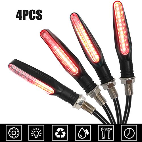 Intermitentes Moto,YuanGu Intermitentes Moto Homologados Indicador de Señal de Giro de motocicleta Luces Intermitentes 12V Rojo para motocicleta Scooter Quad Cruiser Off Road 4 Pcs