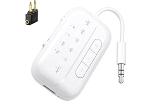 SONRU Transmetteur Récepteur Bluetooth 5,3 pour TV, 2 en 1 Émetteur et Récepteur Adaptateur, Dual Link Aptx Faible Latence, Audio RCA 3.5mm Jack pour TV/Smartphone vers Casque Bluetooth/Enceinte/Avion