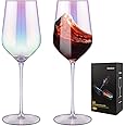 Gutsdoor Wine Glasses Set of 2 Crystal Red Wine Glasses Iridescent White Wine Glasses Long Stem Large 17 Ounce Wine Glass Hand Blown for Wedding, Anniversary, Christmas, Birthday, Gifts
