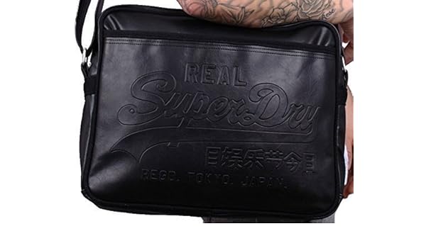 superdry embossed messenger bag