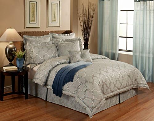 Austin Horn En Vogue Modern Glamour 6 Piece Luxury Comforter Set, California King, Geometric, Spa Blue