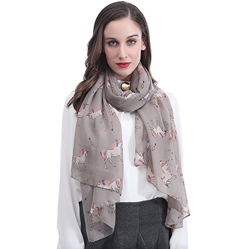 Lina & Lily Bufanda para Fulares Mujer Unicornio Animal (Gris)