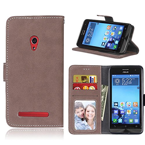 Preisvergleich Produktbild ZenFone 5 Hülle, Asus ZenFone 5 Hülle, Asus ZenFone 5 Ledertasche, Anlike Asus ZenFone 5 Schutzhülle Flip Hülle Wallet Case Tasche Cover Handy Zubehör Lederhülle Handyhülle [Klassische Normallackserie] Bookstyle mit Standfunktion Kredit Kartenfach - Grau